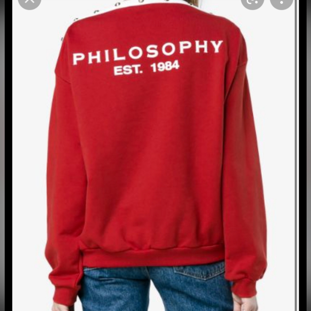 PHILOSOPHY di Lorenzo Serafini Red Cotton Boatneck/Offshoulder Sweater